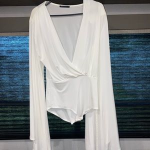 White Bell Sleeve Bodysuit!